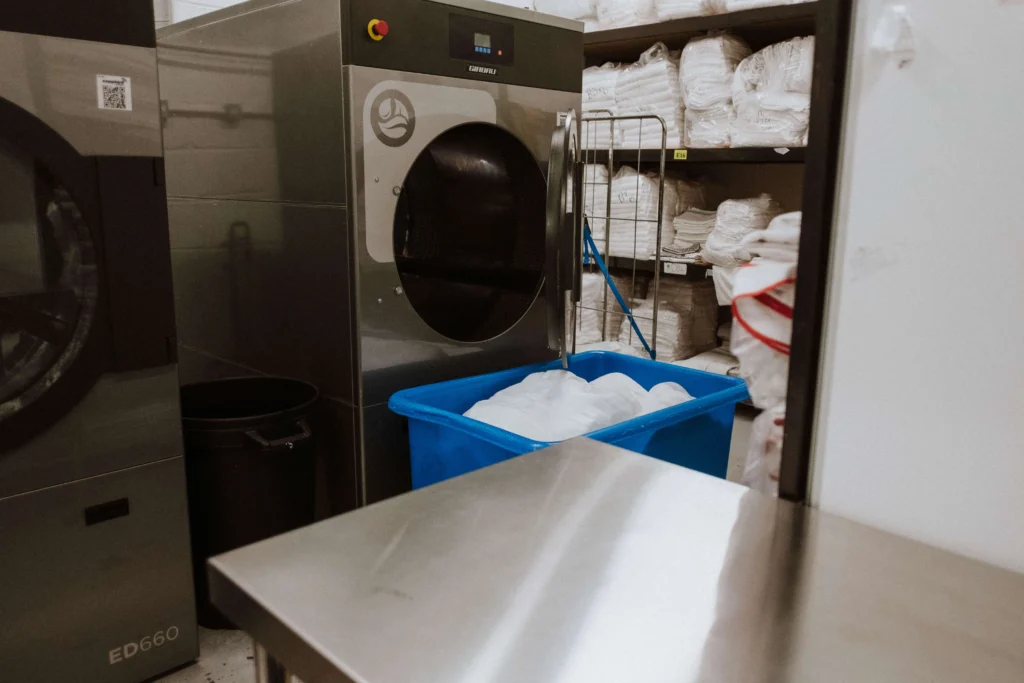 Washer line running at the Aqua Laundry Services unit in Southampton