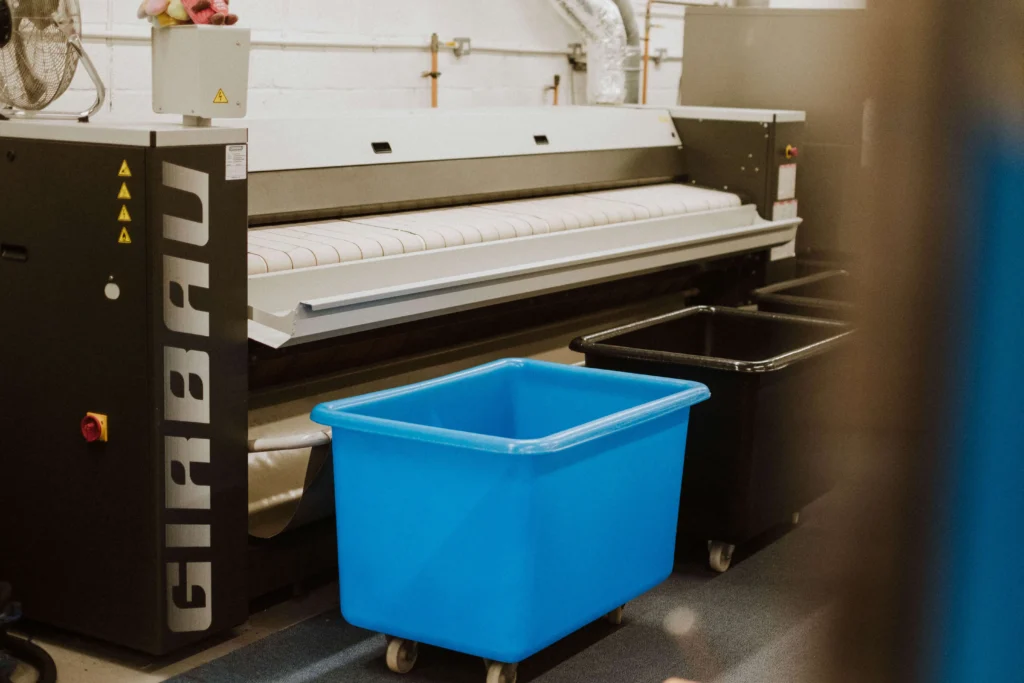 The ironer line inside the Aqua Laundry Services unit in Southampton